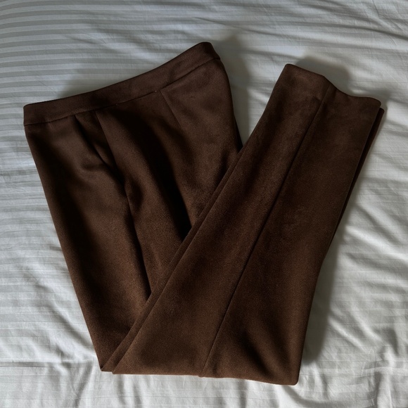Tommy Hilfiger - Brown Faux Suede Pants - Picture 1 of 7